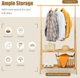 100% Bamboo Wood Clothes Rail  | Freestanding | 160cm Open Storage Unit