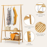 100% Bamboo Wood Clothes Rail  | Freestanding | 160cm Open Storage Unit