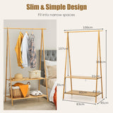 100% Bamboo Wood Clothes Rail  | Freestanding | 160cm Open Storage Unit