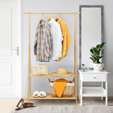 100% Bamboo Wood Clothes Rail  | Freestanding | 160cm Open Storage Unit