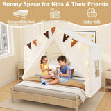 Kids Play Tent | Fabric and Screen Curtains | Indoor & Outdoor | Cream