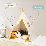 Eco-friendly Kids White Teepee Tent | Foldable with Fairy Lights| Playhouse | Cotton