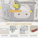 16 Panel Bear Non-Toxic Recyclable Foldable Baby Playpen | Beige & Grey