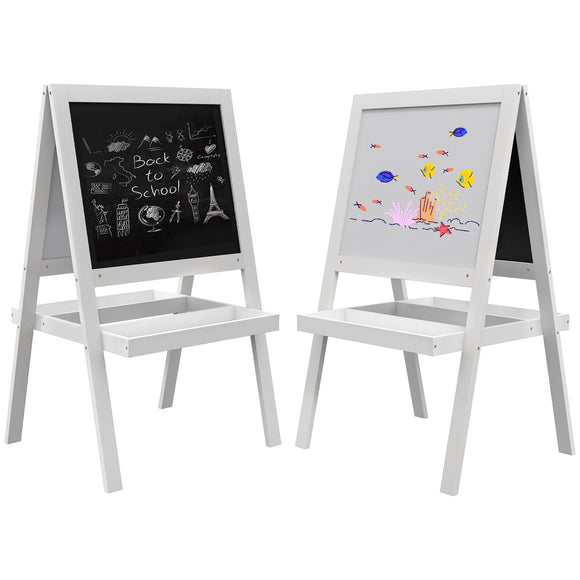 Montessori Double Sided Wooden Easel | Whiteboard| White | 88cm high