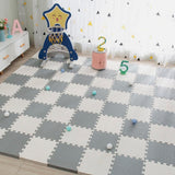 Interlocking Montessori 20 Thick Foam Play Mats | Jigsaw Mats for Baby Playpens and Playrooms | Grey & White