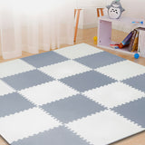 Interlocking Montessori 20 Thick Foam Play Mats | Jigsaw Mats for Baby Playpens and Playrooms | Grey & White