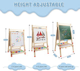 Height Adjustable Double Sided Easel | Whiteboard, Blackboard | Paper Roller | Paint Pots | Art Supplies