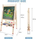 Height Adjustable Double Sided Easel | Whiteboard, Blackboard | Paper Roller | Paint Pots | Art Supplies