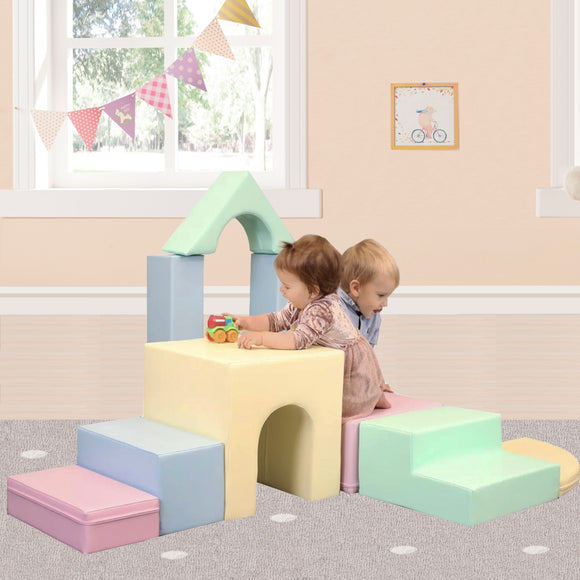 10 Piece Extra Large Montessori Climb, Crawl & Slide Foam Play Set | Pastel Colours | 6m+