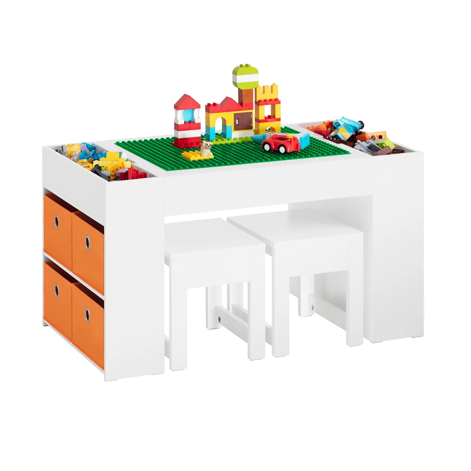 Montessori Art Table 2 Stools Reversible Desk Lego Table Storage www.littlehelper