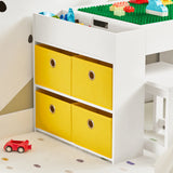 Montessori Art Table & 2 Stools Set | 8 Storage Boxes | Reversible Lego Table for Desk | White | 3-10 years