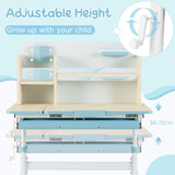 Kids Height Adjustable Desk  | Childrens Desk with Storage | Hutch Storage Features | Blue | 3-12 Years 