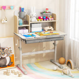 Kids Height Adjustable Desk  | Childrens Desk with Storage | Hutch Style | Grey | 3-12 Years 