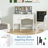 Secure anti toppling device attaches this kids desk to the wall