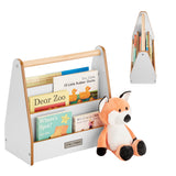 Little Helper Montessori Small Bookcase | Kids Mini Bookcase | Portable Book Shelf | Double Sided | Bookshelf | White
