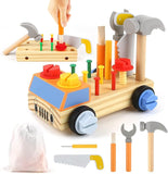 Wooden Montessori Toy Truck | Workbench | Wooden Tools Playset | 29pcs | 36m*