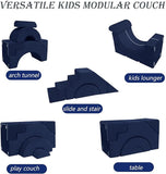 Make a den, tunnel, climb, slide and use it as a chair with this Soft Fleece Pikler Modular Soft Play Set with Removable covers in navy blue