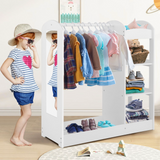 Kids clothes rail and dress up rail with storage and shelves