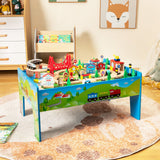 80-Piece Wooden Train Table | Activity Playset with Reversible Tabletop