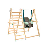 Indoor Folding Eco FSC Wood Montessori & Pikler Climbing Gym w Swing | Natural | 6m/18m+