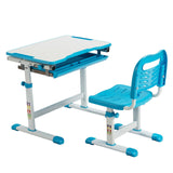 Kids Height Adjustable Desk with Ergonomic Spine-Supporting Chair | Tilting Desktop | Blue