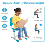 Height Adjustable Kids Study Table and Chair Set with Tilting Tabletop | Blue | Health