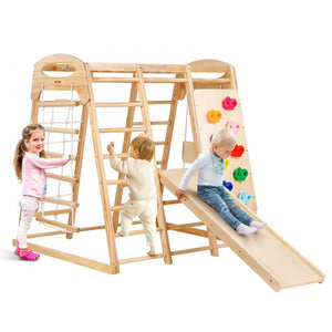 Ergonomic Pikler 7-in-1  Indoor & Outdoor Solid Pine Toddler Jungle Gym | Climbing Wall | Slide | 2-7 Years