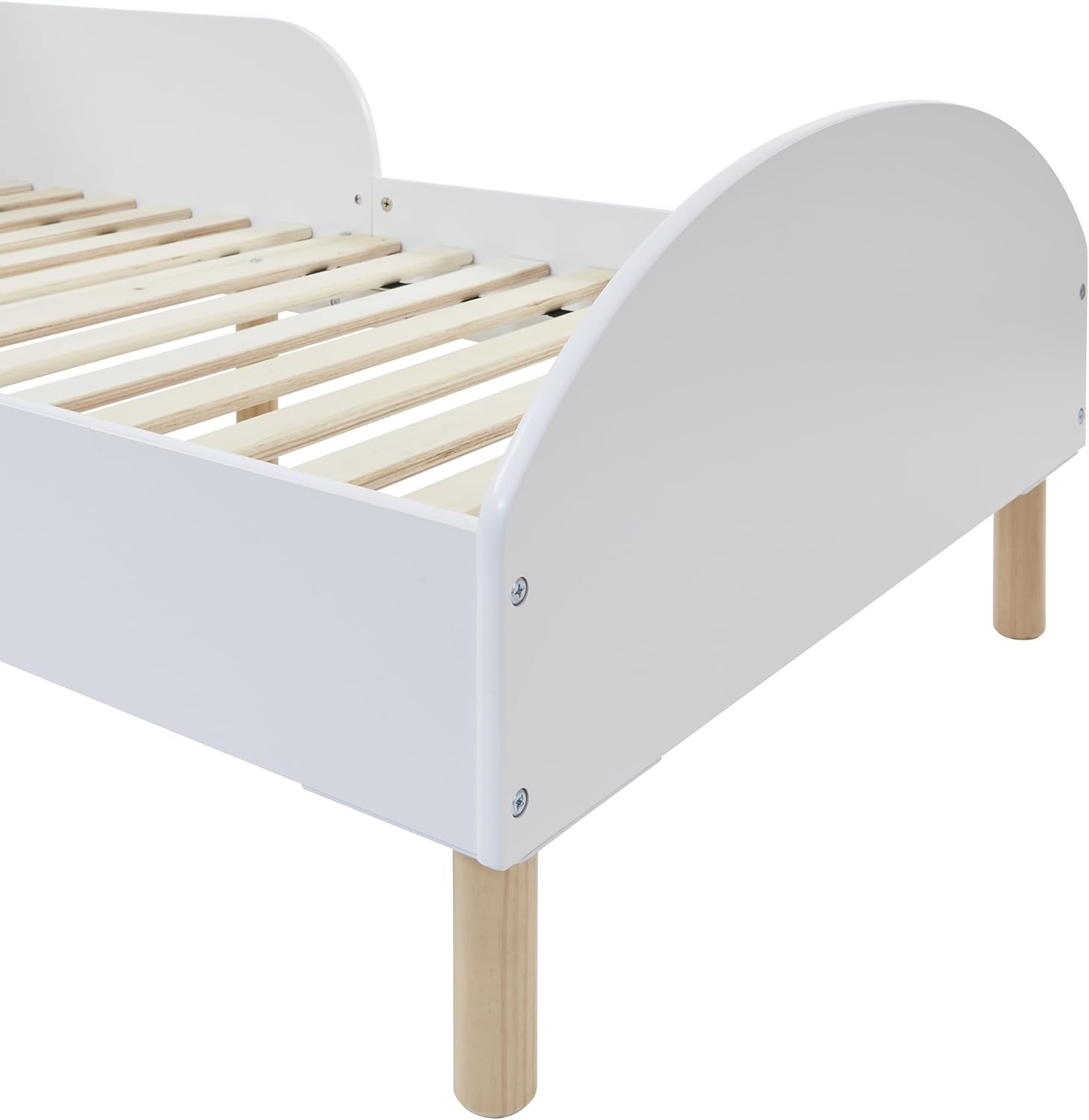 Classic White Wooden Kids Bed with Side Protectors Beds for Toddlers White 18m 5 Years