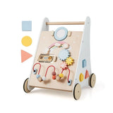 Ergonomic | Posture Promoting Sit-to-Stand Wood Baby Walker | Multiple Built-in Toy Activities for 1 year plus