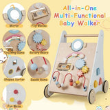 Ergonomic | Posture Promoting Sit-to-Stand Wooden Baby Walker | Built-in Toy Activities | 12m+