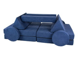 10 Piece Montessori Modular Soft Play Set | Foam Building Blocks | Sofa Chair | Navy Blue