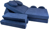 10 Piece Montessori Modular Soft Play Set | Foam Building Blocks | Sofa Chair | Dark Blue