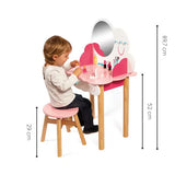 Montessori Childrens Dressing Table | Vanity Unit | Pretend Play and Role Play | Mirror | Stool | Accessories