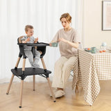 5-In-1 Baby High Chair and Childrens Table & Chair | 5 Point Harness | Black & Beige | 6m - 3 Years