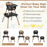 5-In-1 Wooden Baby High Chair & Childrens Table & Chair | 5 Safety Point Harness | Black & Beige | 6m - 3 Years