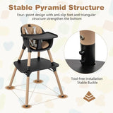 5-In-1 Wooden Baby High Chair & Childrens Table & Chair | 5 Point Harness | Black  | 6m - 3 Years