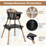 5-In-1 Wooden High Chair & Childrens Table & Chair | 5 Point Harness | Black & Beige | 6m - 3 Years