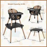 Baby High Chair & Childrens Table & Chair | 5 Point Harness | Black & Beige | 6m - 3 Years