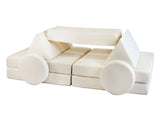 10 Piece Montessori Modular Soft Play Set | Foam Building Blocks | Sofa Chair | Cream Tones