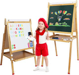 Eco Conscious Bamboo Wood Height Adjustable Folding 3-in-1  Easel | Whiteboard | Blackboard Double Easel | 3-16 Years