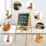 Eco Friendly Bamboo Wood Height Adjustable Folding 3-in-1  Easel | Whiteboard | Blackboard Double Easel | 3-16 Years