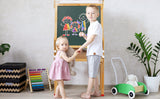 Eco Conscious Bamboo Wood Height Adjusting Folding 3-in-1  Easel | Whiteboard | Blackboard Double Easel | 3-16 Years