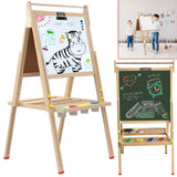 Height Adjustable Wooden Childrens Easel | Double Sided Childrens Art Easel | Childrens Blackboard | FREE ACCESSORIES