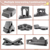 8 Set Montessori Modular Soft Play Set | Foam Building Blocks | Sofa Chair | Grey | 12 months and up