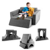 8 Piece Montessori Modular Soft Play Set | Foam Building Blocks | Sofa Chair | Grey | 12 months and up