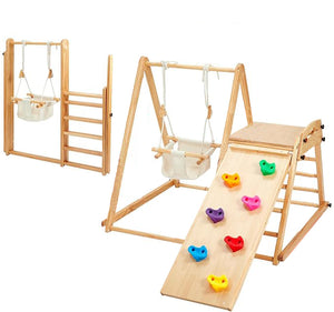 TODDLER INDOOR JUNGLE GYM, CLIMBING WALL, SLIDE AND SWING