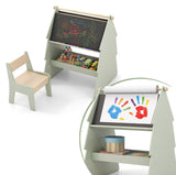 Double sided 2 person childrens easel in wood in sage green colour