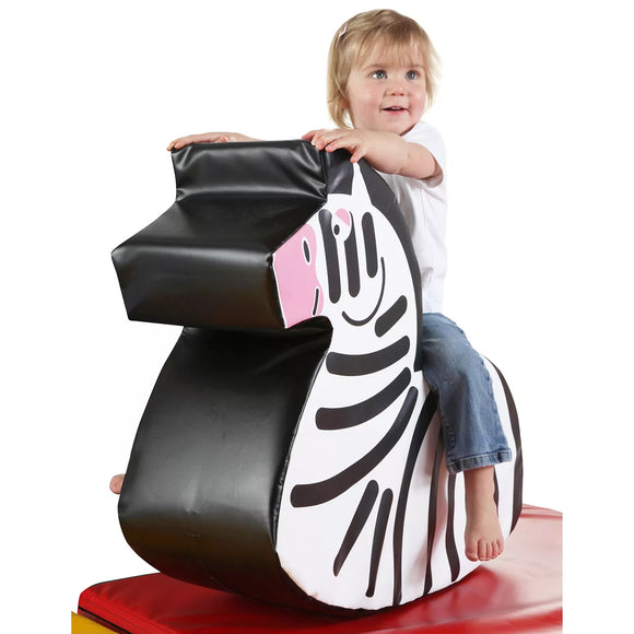 Autism-Friendly Pikler Animal Ride On | Soft Play Rocker |  Zebra | 24m+