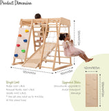 Ergonomic Design Montessori 8-in-1  Indoor Eco Wood Toddler Jungle Gym | Climbing Wall | Slide | 24m+