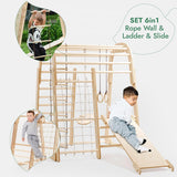 Ergonomic Pikler 6-in-1  Indoor & Outdoor Eco Wood Toddler Jungle Gym | Climbing Wall | Slide